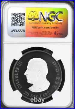 2025 $20 1oz Silver Rhodium Plated Elegant Maple Leaf Canada NGC PF70 Matte
