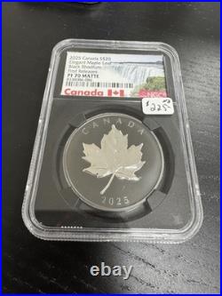 2025 $20 Canada Rhodium Silver Proof Ngc Pf70 Elegant Maple Leaf First Releases
