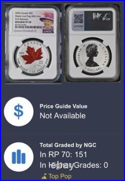 2025 $5 1 Oz Silver Canada 60th Maple Leaf Flag Ngc Pf70 Queen Elizabeth Fr