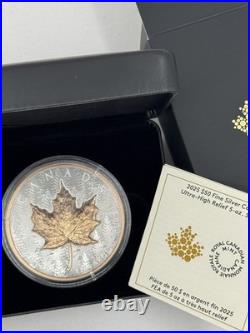 2025 Canada $50 5 Oz Silver Maple Leaf Ultra High Relief RP Rose Gold -Intl Cust