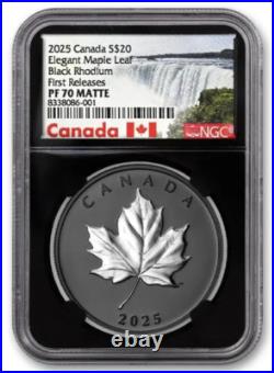 2025 Canada Elegant Maple Leaf Black Rhodium 1 Oz Silver NGC PF70 Coin JR083