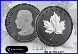 2025 Canada Elegant Silver Maple Leaf with Black Rhodium 1 oz Silver NEW IN STOCK
