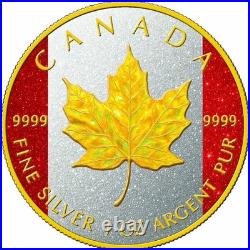 2025 Canada Maple 1 oz Silver Holo Gold Gilded & Diamond Dusted Flag