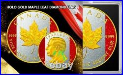 2025 Canada Maple 1 oz Silver Holo Gold Gilded & Diamond Dusted Flag