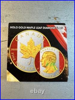 2025 Canada Maple 1 oz Silver Holo Gold Gilded & Diamond Dusted Flag