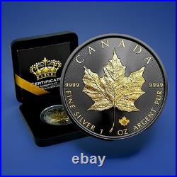 2025 Canada Maple Leaf Black Empire/Gold Gilded 1oz Silver
