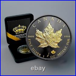 2025 Canada Maple Leaf Black Empire/Gold Gilded 1oz Silver