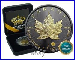2025 Canada Maple Leaf Black Empire/Gold Gilded 1oz Silver
