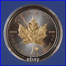 2025 Canada Maple Leaf Black Empire/Gold Gilded 1oz Silver