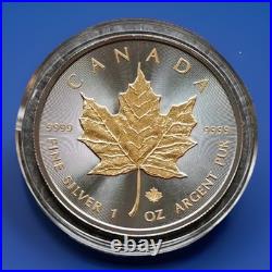 2025 Canada Maple Leaf Black Empire/Gold Gilded 1oz Silver