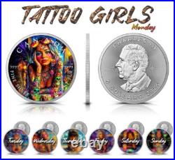2025 Canada Maple Leaf Tattoo Girls Monday 1 oz Silver Colorized Coin