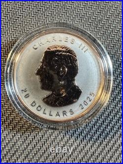 2025 Canada Maple Pulsating Rose Gold Gild 1 oz Silver with Box and COA
