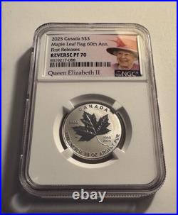 2025 Canada Silver Maple Leaf NGC PF70 Reverse Proof 1/4 oz Coin Queen's Label