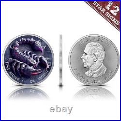 2025 Maple Leaf 1 oz silver coin- Stone Zodiac Scorpio