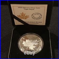 2025 Triple Maple Leaf Silver Coin 1 oz Canada With Box & COA