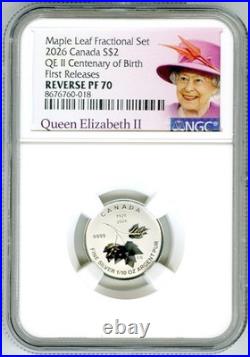 2026 $2 1/10 Oz Silver Canada Qeii Centenary Maple Leaf Ngc Pf70 Rev Proof Fr