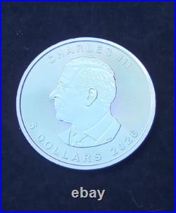2026 CHARLES III CANADIAN MAPLE LEAF 1oz SOLID SILVER COIN IN CAPSULE