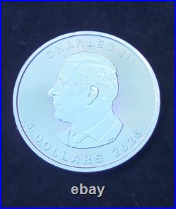 2026 CHARLES III CANADIAN MAPLE LEAF 1oz SOLID SILVER COIN IN CAPSULE