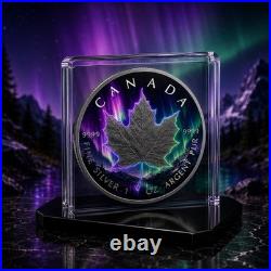 2026 Canada Maple Leaf Aurora Borealis 1 oz Silver Coin Mintage 500 (PRE-ORDER)