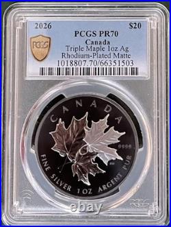 2026 Canada Triple Maple Leaf 1oz Black Rhodium PCGS PF70SIMPLY STUNNING