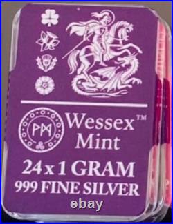 24 x 1g fine silver bars Wessex Kangaroo/G&D/Maple Leaf ONE BOX ONLY