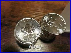25 X 1 Oz Silver Canadian Maple 2020 Coins in Tube 9999 Pure Royal Canadian Mint