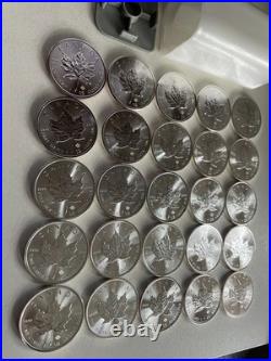 25 X 1oz Canadian Maple Leaf. 9999 Silver Bullion Coin 2016 BU 1 oz Canada Tube