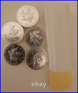 25 x 1oz 2011 Silver Canadian Maple Leaf Coins Full Tube #9