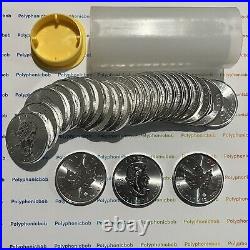 25 x 1oz Silver Canadian Maple Leaf Coins (QE II 2023) Full Tube (003)