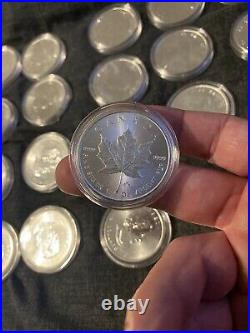 25 x 2014 1oz Silver Canadain Maple Leaf $5.9999Ag Full Tube