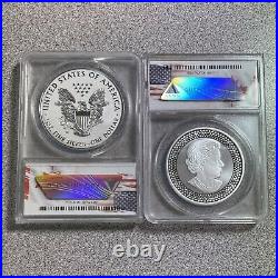 2pc Set Pride of Two Nations 2019 American Silver Eagle & Canadian Maple Leaf