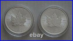 2x 2021 Silver Maple Leaf 1oz Canadian Silver Bullion Coins Ucirculated/Capsules