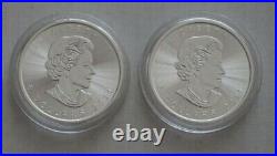 2x 2021 Silver Maple Leaf 1oz Canadian Silver Bullion Coins Ucirculated/Capsules