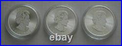 3 2021 Silver Maple Leaf 1oz Canadian Silver Bullion Coins Uncirculated Capsules