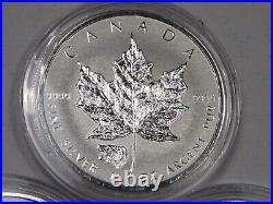 3 Silver 2016 Reverse Proof Maple Leaves GRIZZLY Privy. 9999 Fine CANADA. #31