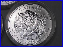 3 Silver $5 Wood Bison 2013 Canadian Maple Leafs 1oz. 9999 Fine each CANADA. #50