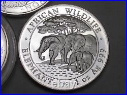 3 Silver Coins 1oz. 999 each 2015 Noah's Ark, 08 Maple Leaf, 13 Somalia Elephant