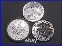 3 Silver Coins 1oz. 999 each 2015 Noah's Ark, 12 Maple Leaf, 13 Somalia Elephant