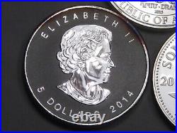 3 Silver Coins 1oz. 999 each 2015 Noah's Ark, 14 Maple Leaf, 15 Somalia Elephant