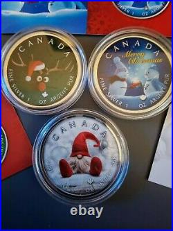 3 x 1oz Silver Coins Canadian Maple Xmas Special Rudolph Relaxed Elf 999