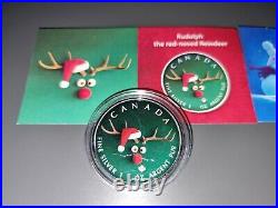 3 x 1oz Silver Coins Canadian Maple Xmas Special Rudolph Relaxed Elf 999