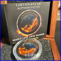 #333 Canada $5 GRIM REAPER ARMAGEDDON Maple Leaf SILVER coin 2016 Ruthenium pl