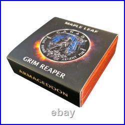 #333 Canada $5 GRIM REAPER ARMAGEDDON Maple Leaf SILVER coin 2016 Ruthenium pl