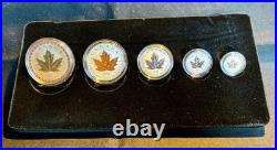 35th Anniversary Silver Maple Leaf 5 Coin Set Canada 2023 First Time Rose Gold