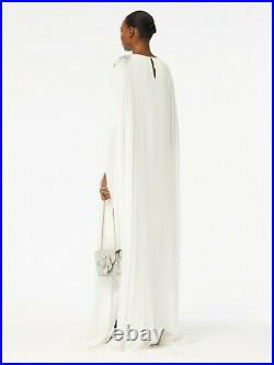 $3890 NEW Oscar de la Renta Maple Leaf Caftan White Silver Cold Shoulder XS S