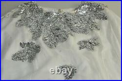 $3890 NEW Oscar de la Renta Maple Leaf Caftan White Silver Cold Shoulder XS S