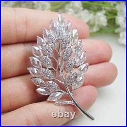 3Ct Round Cut Lab Created Diamond Maple Leaf Brooch Pin In 14K White Gold Finish