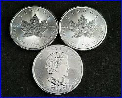 3X 1 oz SILVER. 9999 FINE CANADIAN MAPLE 2021 COIN IN CAPSULE