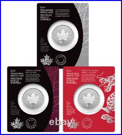 3pc Canada 2024 $5 1 oz Silver Maple BU Privy Set GEM BU