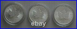 3x 2021 Silver Maple Leaf 1oz Canadian Silver Bullion Coins Ucirculated/Capsules